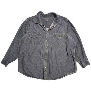 Boulder Creek Shirt Mens 3XL Big Black Denim Button Up‎ Long Sleeve Two Pockets